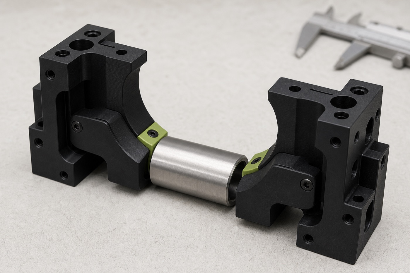 Matched pair of custom contoured robot gripper fingers for a cylindrical workpiece
