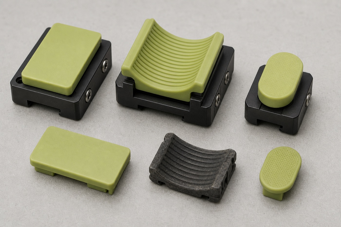 Replaceable robot gripper contact pads in flat, ribbed concave and rounded geometries